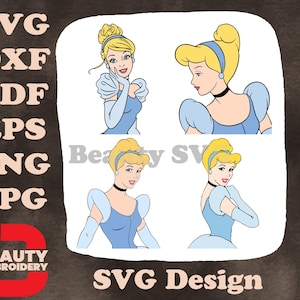 Collection de robes de bal bleues Cendrillon de portraits gracieux et de vues de buste SVG