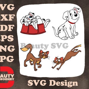 Disney 101 Dalmatiner Welpen im Bett Sergeant Tibbs Katze Charakter Fluchtplan SVG Designs