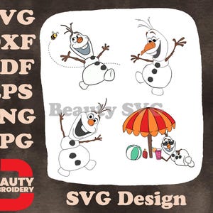 Frozen Olaf Snowman Bee On Nose Zomerdroom met paraplu en verschillende poses SVG
