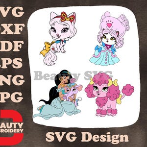 Disney Princess Palace Pets Jasmine Sultan Tiger Poodle Cat Various Royalty SVG Graphics