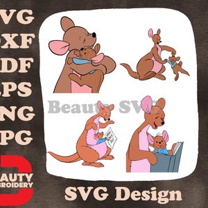 Colección SVG cariñosa de Disney Winnie Pooh, Kanga, canguro y canguro abrazándose leyendo una historia
