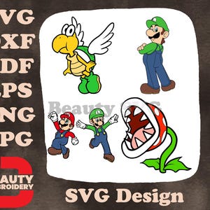 Super Mario Universe - Koopa Paratroopa - Mario e Luigi Bros - Planta Piranha - Personagens icônicos de jogos SVG