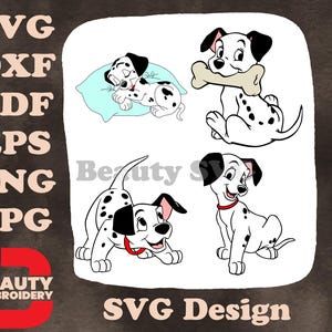 Disney La carica dei 101 - Cuscino per cuccioli addormentati, dolcetto a forma di osso, arte SVG con cuccioli carini