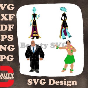 Disney Lilo Stitch Grand Councilwoman Cobra Bubbles David Hula Dancing-personages SVG-collectie