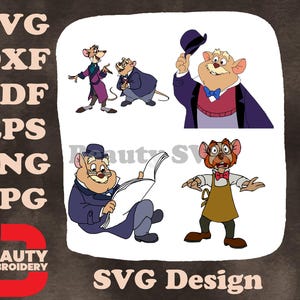 Disney Great Mouse Detektiv Basil Dr Dawson Professor Ratigan Fidget Bat SVG Grafik