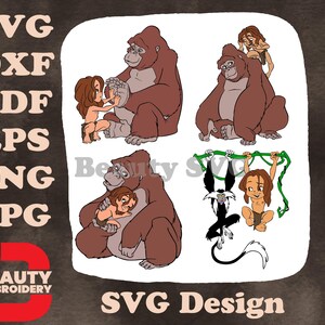 Disney Tarzan Jovem Tarzan e Kala Gorila Mãe Momentos de Ternura e Vínculo na Selva SVG