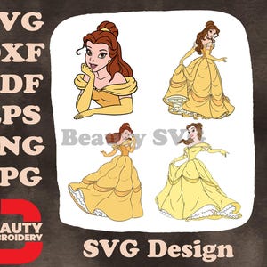 Collection La Belle et la bête Belle robe de bal jaune Portraits et postures gracieuses SVG