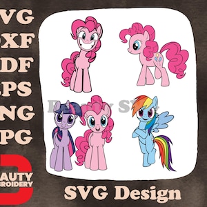 My Little Pony Friendship Is Magic - Pinkie Pie - Twilight Sparkle - Rainbow Dash - Mane Six Friends SVG