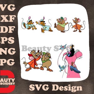 Ratos da Cinderela Jaq Gus Suzy Perla Várias Poses Perla em Vestido Rosa SVG