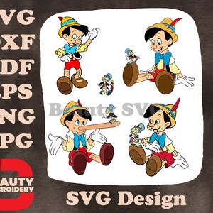 Pinokkio en Japie krekel lange neus liegen en andere expressieve interacties SVG