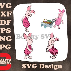 Winnie the Pooh - El comportamiento y las acciones gentiles de Piglet - De pie, tímido y con vistas de perfil - Bosque de los Cien Acres SVG