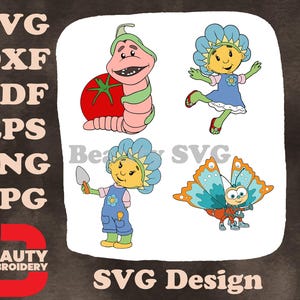 Fifi y los Flowertots - Slugsy la babosa - Violet la Flower Tot - Pip Grosella y la mariposa SVG