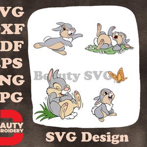 Bambi Klopfer und seine Schwestern Entzückende Hasenfamilie Gruppe Posen und Spielzeit SVG