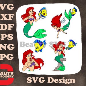 Die kleine Meerjungfrau - Ariel und ihr treuer Freund Flunder - Süße Unterwasserinteraktion - Disney Fish Pal SVG