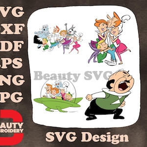 The Jetsons Family - George Jane Judy Elroy Astro Rosie And Mr Spacely Cogswell - Future Cartoon Group SVG