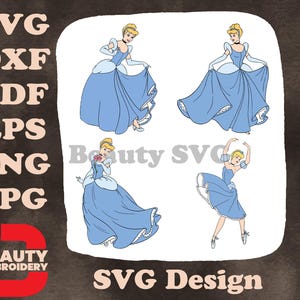 Disney Cendrillon bleu robe de bal virevoltant dynamique danse gracieuse Moves princesse ensemble SVG