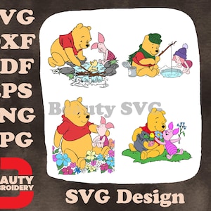 Disney Winnie Pooh Ferkel Angeln Im Winter Ostereier Frühling Spaß SVG Art
