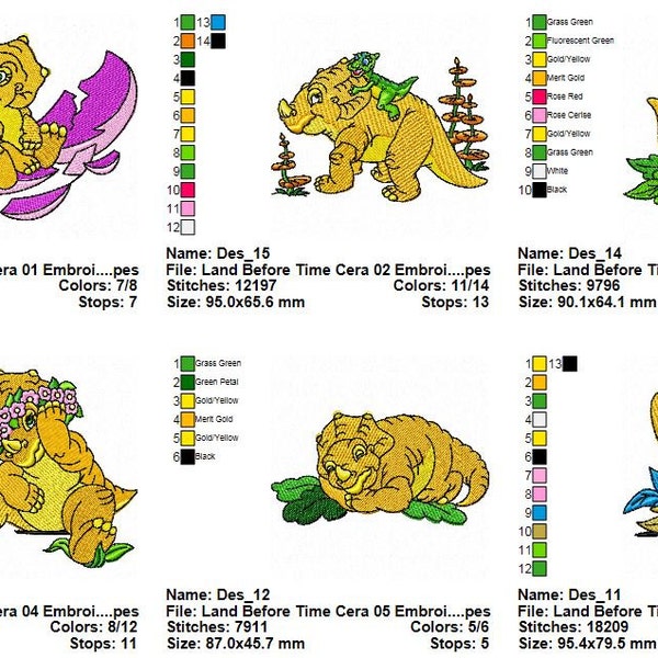 Package 22 Land Before Time Embroidery Designs