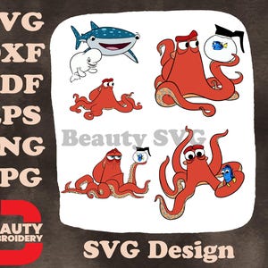 Finde Dory - Hank The Octopus mit Dory - Nemo und Marlin - Destiny - Escape Adventure SVG Pack