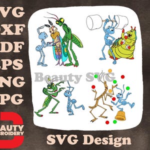 Paquete SVG de interacciones de hormigas de Disney: Bichos, Manny, Gypsy, Flik, Heimlich, Molt, artistas de circo