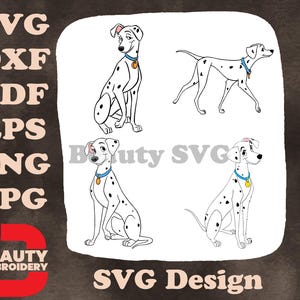 Disney Les 101 dalmatiens Pongo Perdita Chiens adultes élégants poses assis debout SVG Art