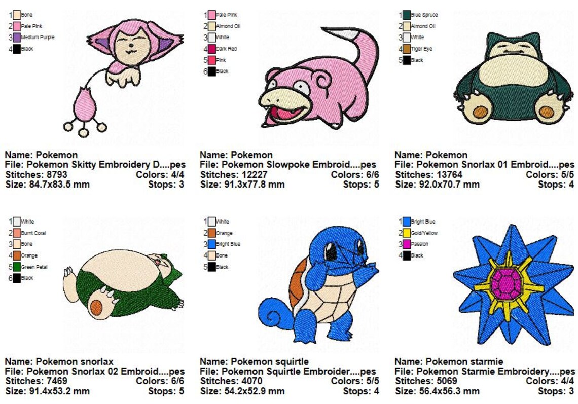 Package 22 pokemon 05 embroidery designs  etsy Package 22 pokemon 05 embroidery designs  etsy