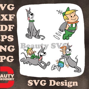 The Jetsons - George Jetson Elroy Jetson And Astro The Dog - Futuristic Family Hanna Barbera Cartoon SVG