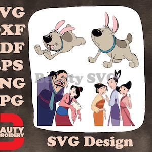Mulan Kleiner Bruder Hund Fa Zhou Fa Li Eltern Mulan mit Matchmaker Mutter SVG