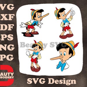 Pinóquio - Várias poses, incluindo nariz comprido deitado e posturas expressivas SVG