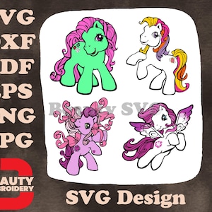 My Little Pony G1 G3 - Grün, Pink und Lila Pegasus Ponys - geflügelte magische Freunde SVG-Sammlung
