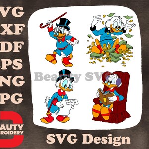 Disney Ducktales - Paperone che gioca a golf con i soldi nella poltrona del tesoro d'oro - Pacchetto SVG