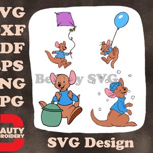 Lot de 2 cerfs-volants kangourou Disney Winnie l'ourson dans un pot avec bulles de ballons SVG