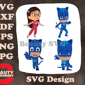 PJ Masks Amaya Owlette Connor Catboy Super-herói Crianças Equipe Poses Ilustrações SVG