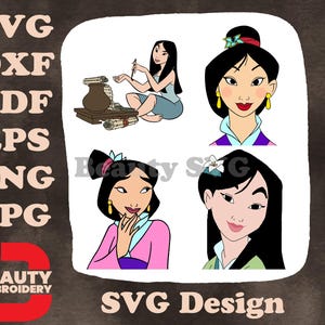 Disney Mulan Fa Mulan Nahaufnahme Porträts Auftragen Makeup Reflection Beauty SVG Set