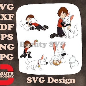 Conjunto SVG de Disney Bolt, Penny Forrester con el dueño del perro Bolt y sus leales compañeros.
