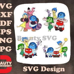 Disney Pixar Intensa-Mente Todas las emociones Alegría Tristeza Ira Miedo Asco Bing Bong Grupo Colección SVG