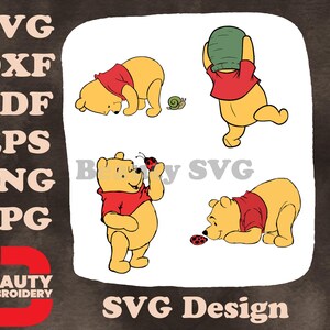 Winnie the Pooh - Caracol durmiendo mirando hacia arriba - Poses de tarro de miel - Momentos tiernos del oso Pooh en el bosque SVG