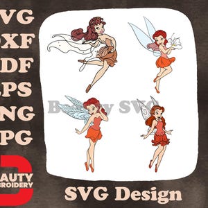 Fada do Jardim Rosetta da Disney Fairies com cabelo solto e vários trajes vermelhos SVG