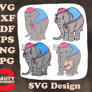 Dumbo, la señora Jumbo, madre elefante con su bebé Dumbo, tierna y poses de circo SVG