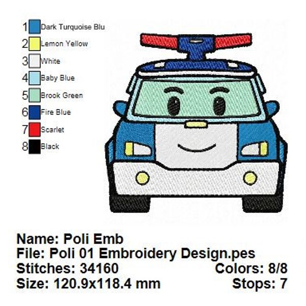 Package 3 Robocar Poli Embroidery Designs