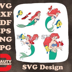 Die kleine Meerjungfrau - Ariel mit Flunder und Sebastian der Krabbe - Unterwasser Freundschaftsmomente - Disney SVG