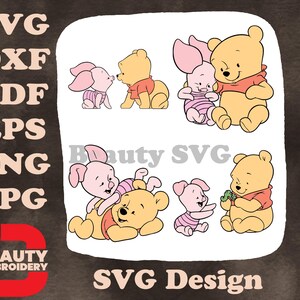 Cenas de abraços carinhosos do Ursinho Pooh e do Ursinho Pooh SVG
