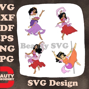 Le Bossu de Notre-Dame Esmeralda danseuse gitane diverses poses de danse gracieuses SVG