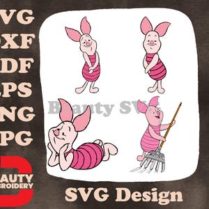 Winnie The Pooh - Ferkel Das kleine Schwein - Stehend, liegend, und Harken von Blättern Poses - Hundert Morgen Wald Freund SVG