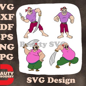 Peter Pan'S Mr Smee The Comical Pirate Crew Member - Sword Wielding And Character Poses - Neverland Sea Dog SVG