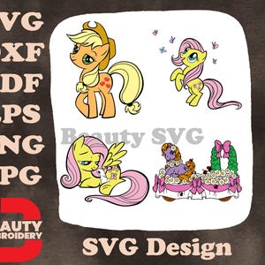My Little Pony G1 G3 - Applejack - Gelber Pegasus - Rarität Lila Pony und Freunde - Geburtstagsparty SVG
