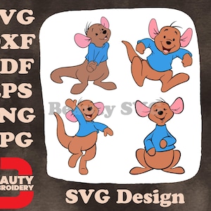 Disney Winnie l'ourson Kangourou debout marchant jolie chemise bleue pose Illustrations SVG