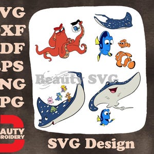 Finde Dory - Hank und Dory in der Kaffeekanne - Bailey - Destiny - Mr. Ray - Group Escape SVG