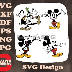 Mickey Mouse - Classic Black And White Steamboat Willie Style And Modern Color Mickey - Timeless Icon SVG