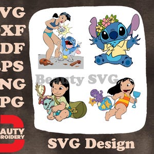Colección SVG de Nani de Disney Lilo Stitch con Stitch y portabebés Scrump